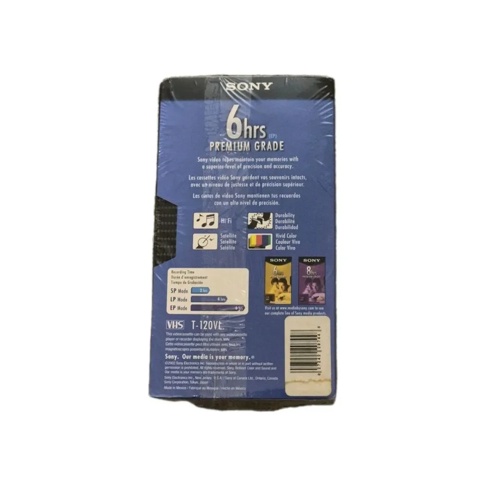 NEW 4 Pack of SONY T-120VL 24 6hrs EP Premium Grade SEALED BLANK VHS Video Tapes
